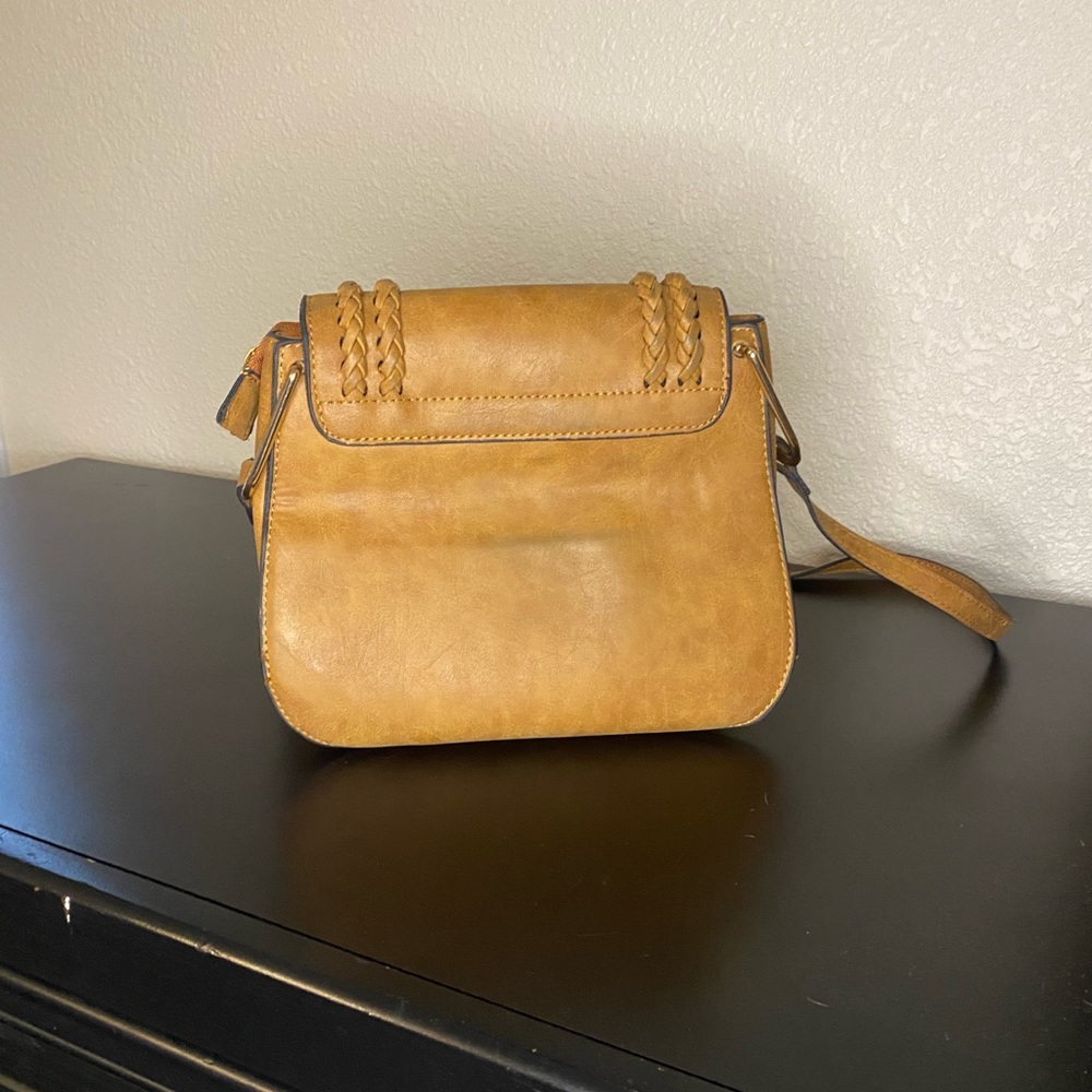 Light brown tassel crossbody purse